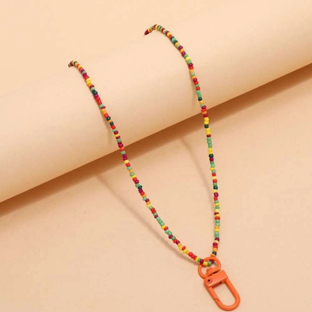 🍊 Awesome Bright Colorful Clasp Charm Glass Beaded Necklace ⭐️